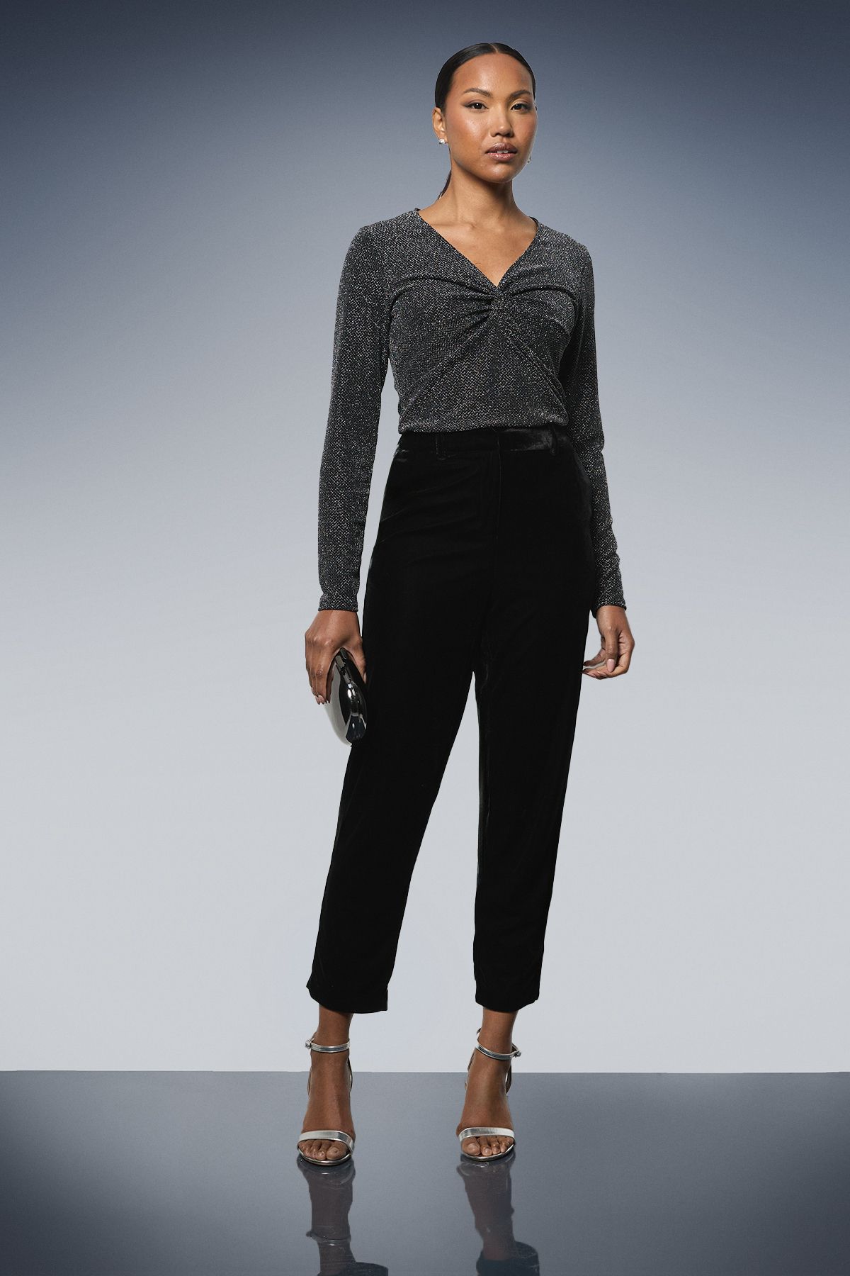 Principles Twist Front Metallic Top Black image 4