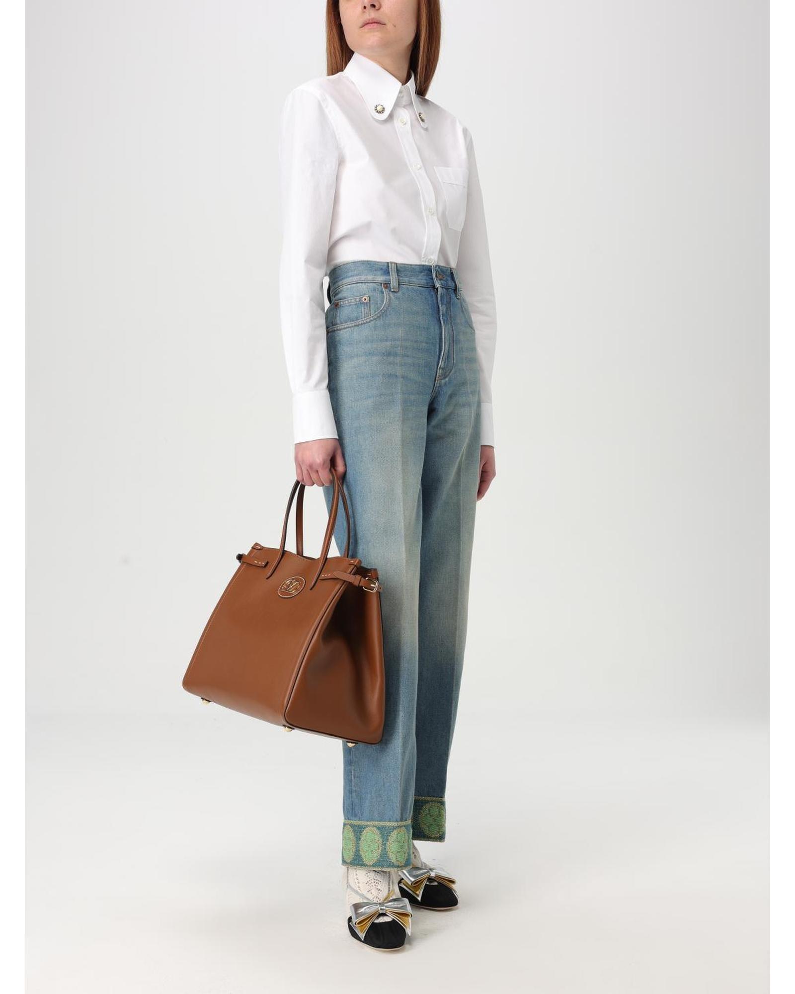 Valentino Straight Leg Jeans Embroidered Cuffs Wo - Blue image 2