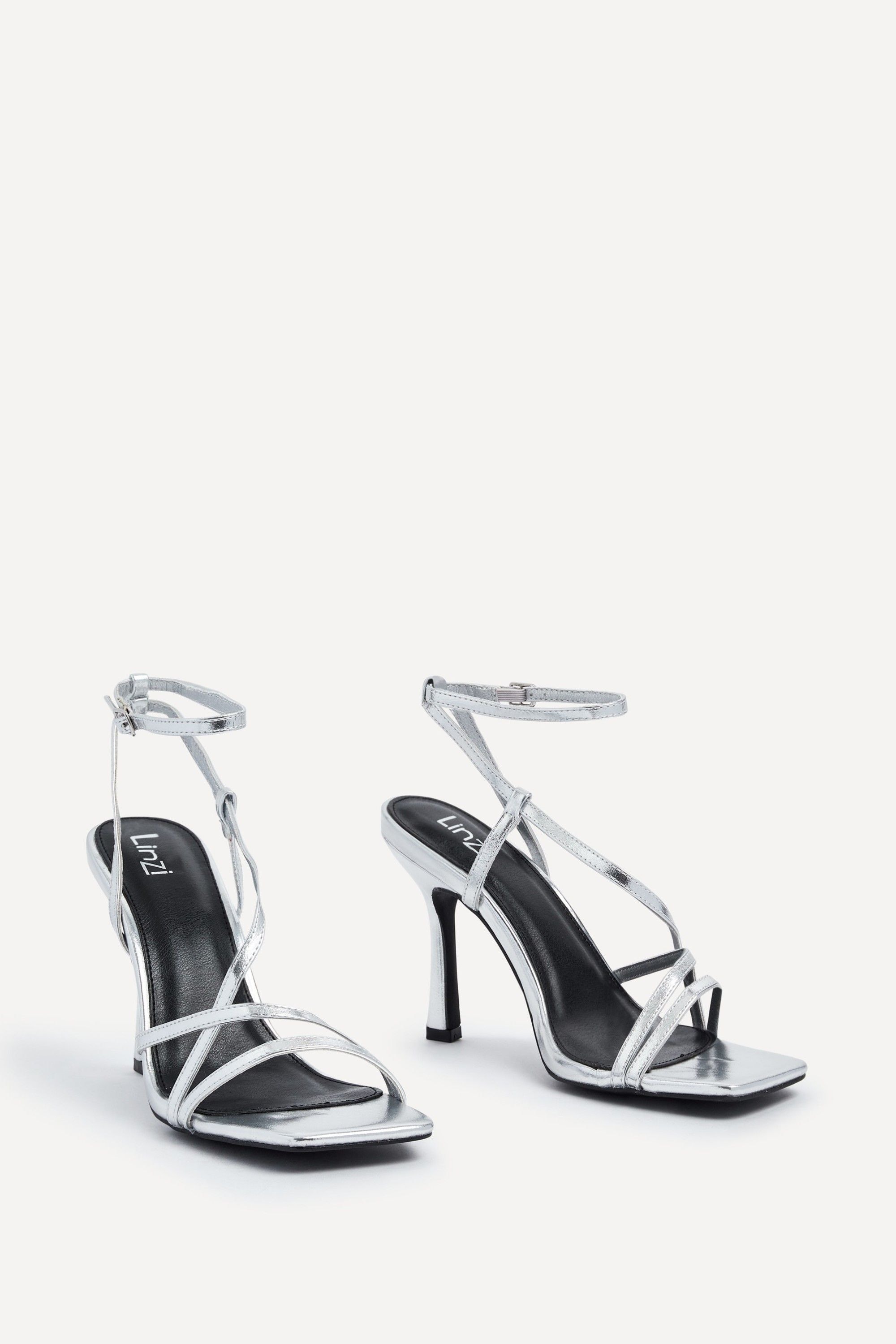 Linzi Havana Silver Faux Leather Strappy Heeled Sandal image 3