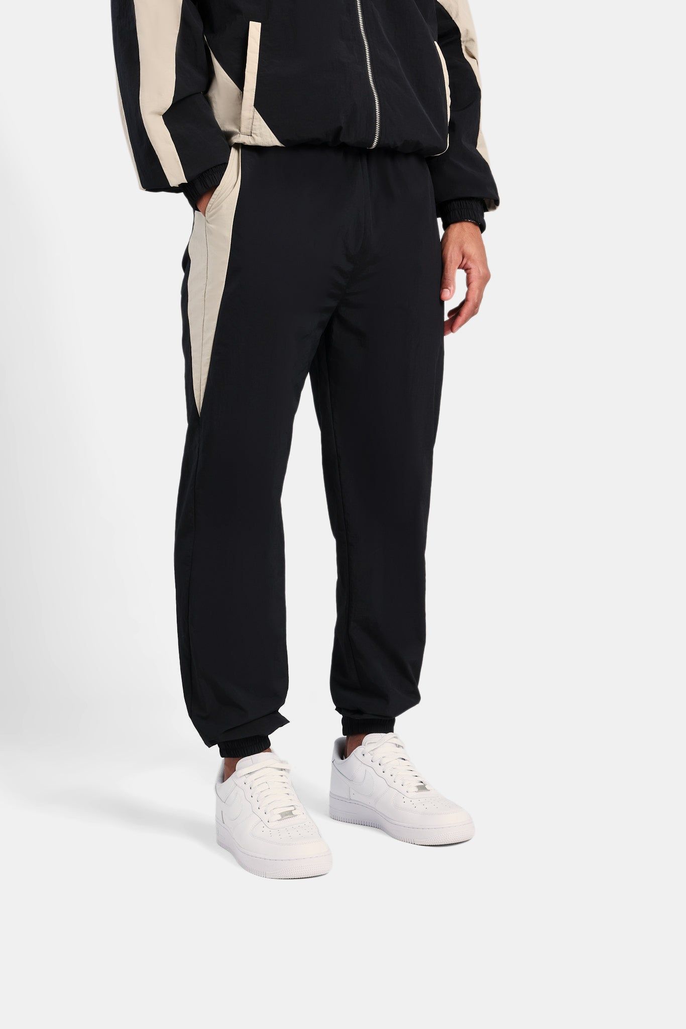 Cernucci Nylon Panelled Track Joggers - Black image 1