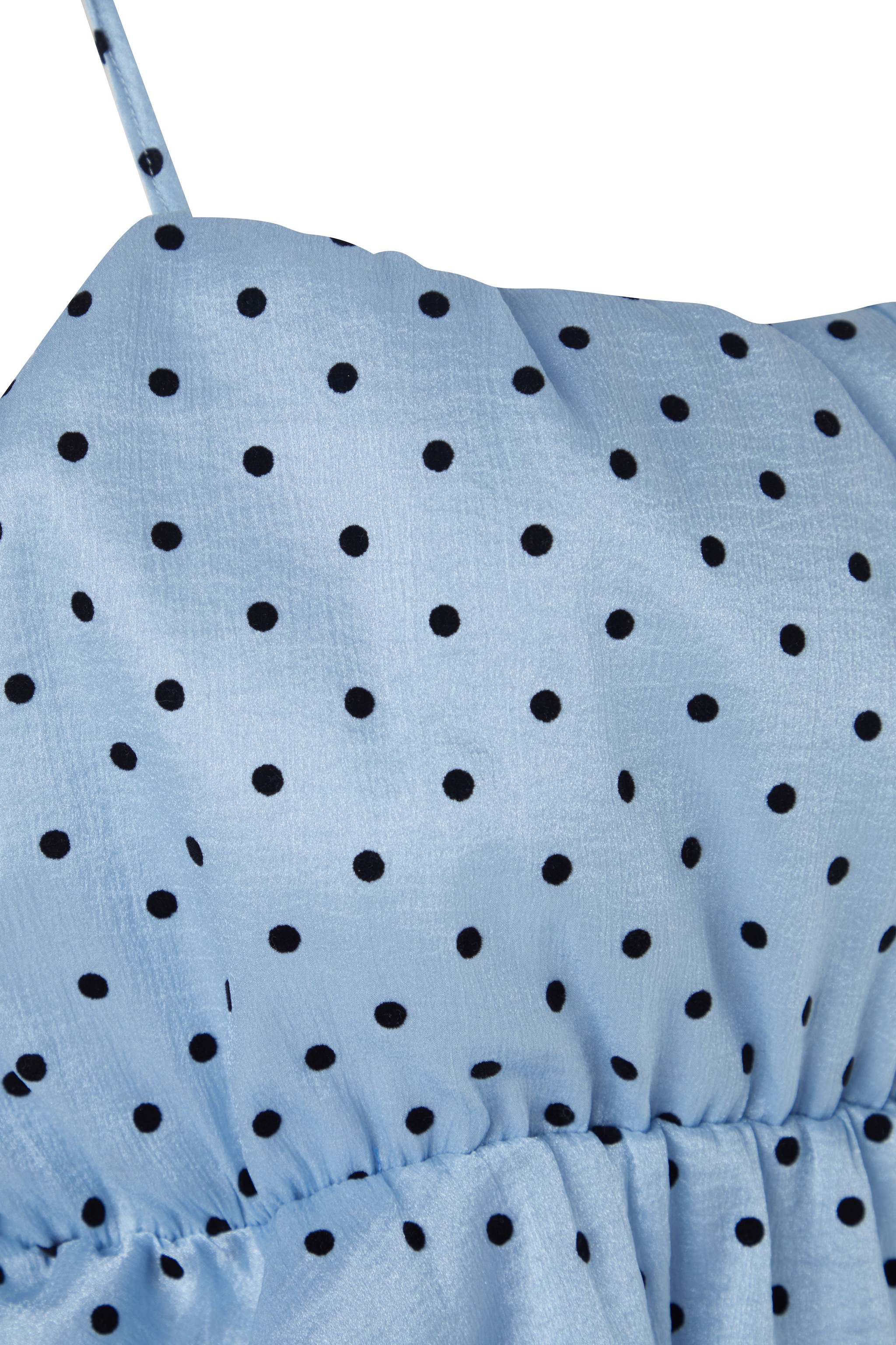 NastyGal Plus Flocked Polka Dot Bubble Hem Longline Cami Top Blue image 3