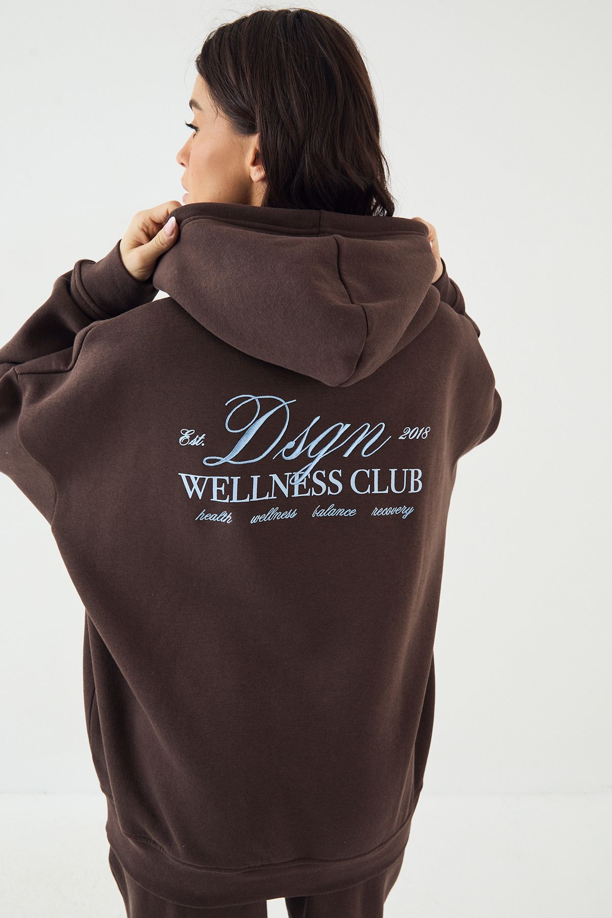 DSGN Studio DSGN Studio Wellness Club Oversized Hooded Tracksuit Dark Chocolate image 4