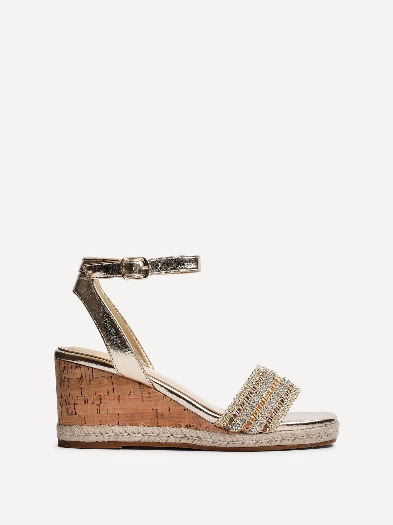 Linzi Ophelia Gold Cork Wedges