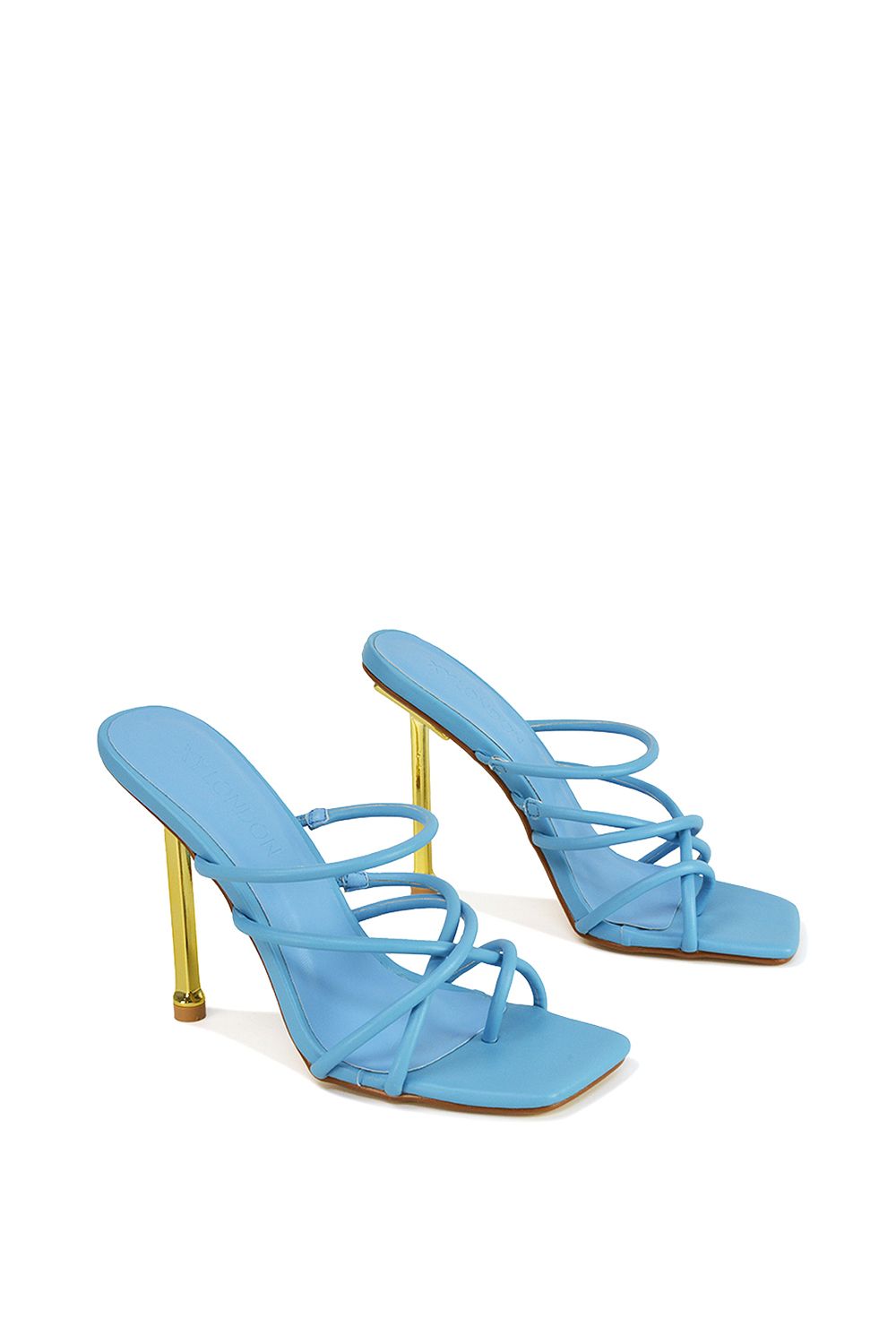 XY London 'Raelynn' Strappy Square Toe Metallic Stiletto High Heels image 4