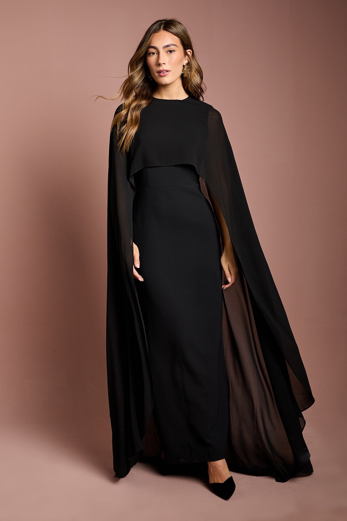 Coast Cape Sleeve Maxi Dress Black image 1