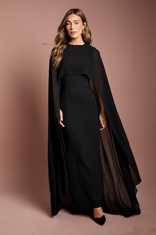 Coast Cape Sleeve Maxi Dress Black