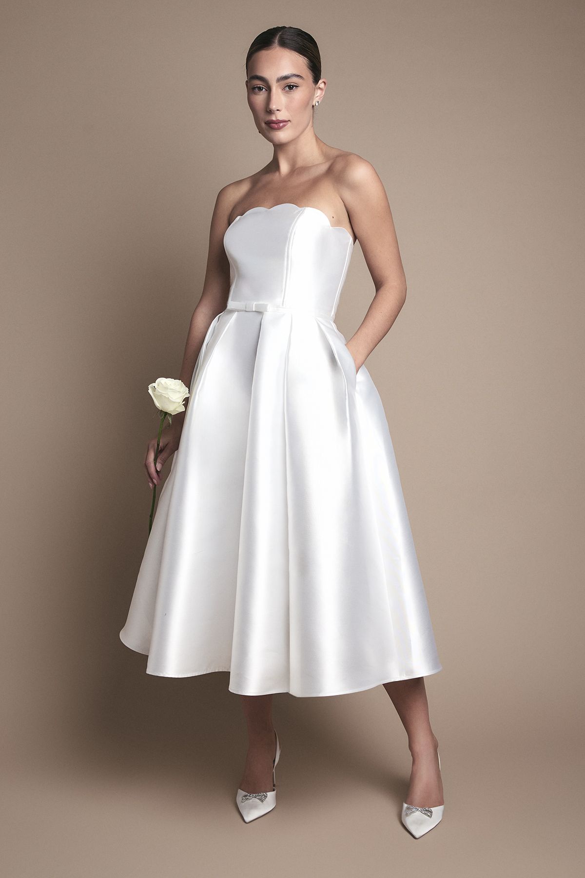 Coast Scalloped Strapless Midi Wedding Dress Ivory image 1