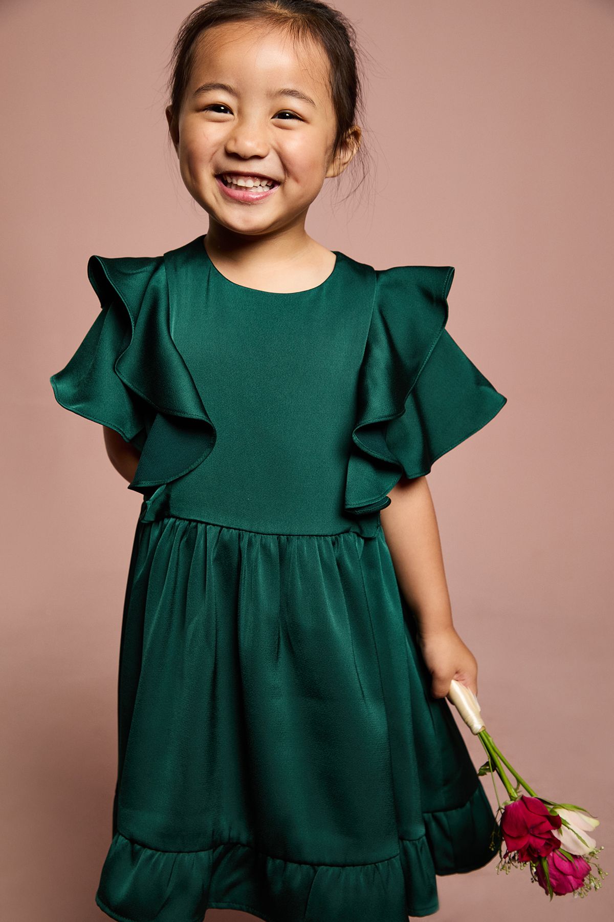 Coast Girls Ruffle Satin Back Crepe Dress Emerald image 2