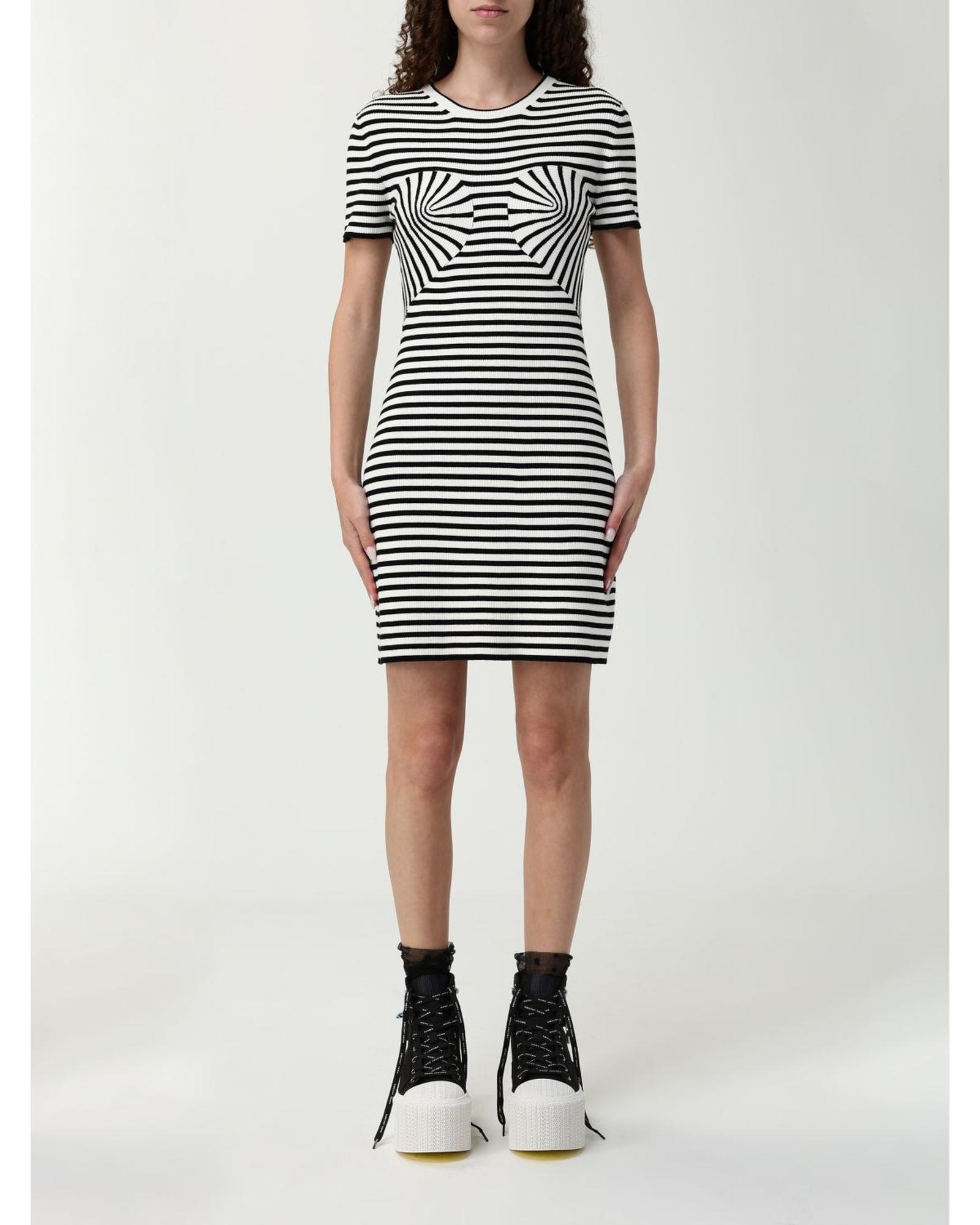 Marc Jacobs Optical Illusion Knit Mini Dress Wo - Black