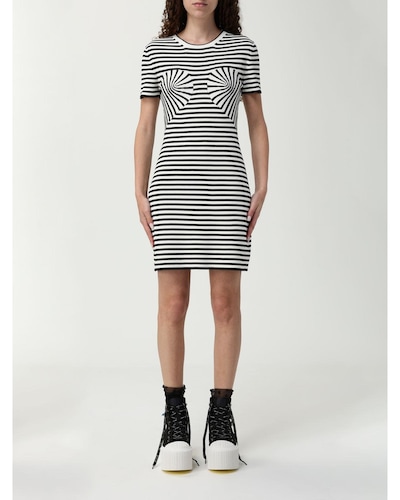 Marc Jacobs Optical Illusion Knit Mini Dress Wo - Black