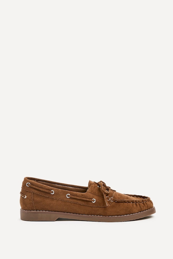 Linzi Frame Tan Faux Suede Boat Shoes