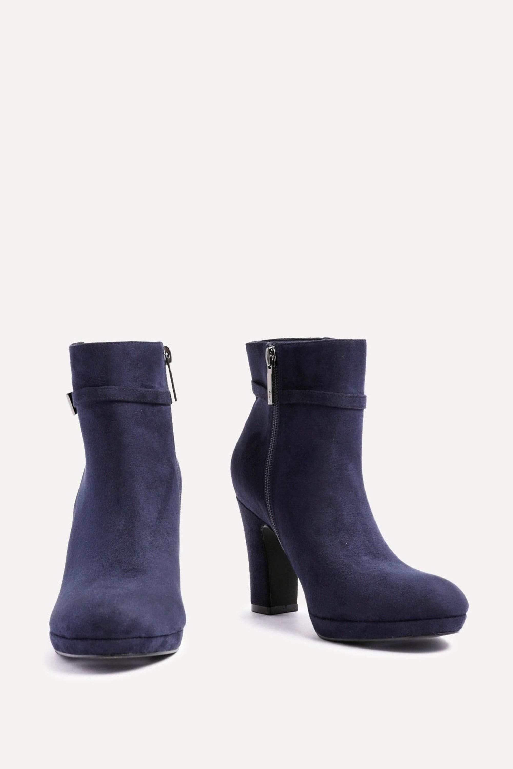 Linzi Stefani Navy Faux Suede Heeled Ankle Boot image 3