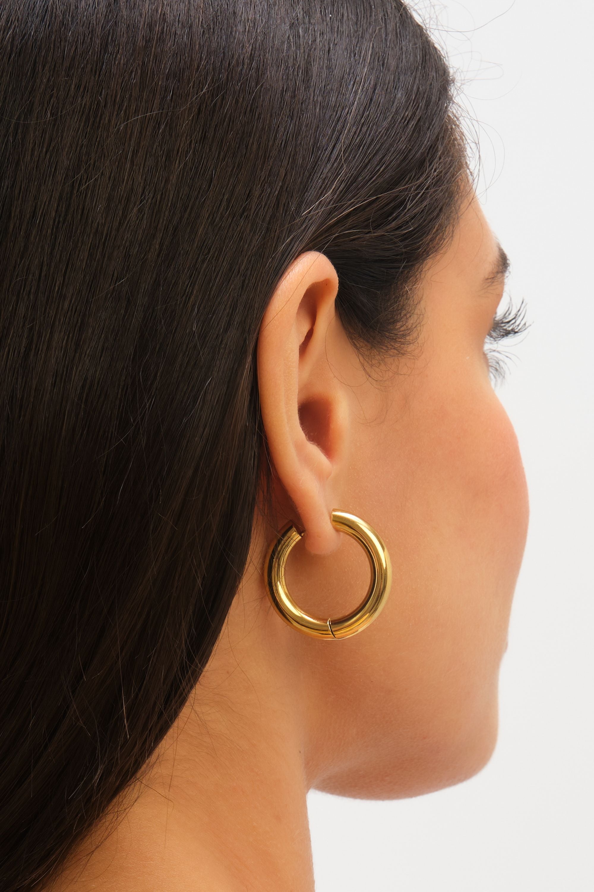 Jon Richard Waterproof Gold Plated Large Chubby Hoop Earrings image 4