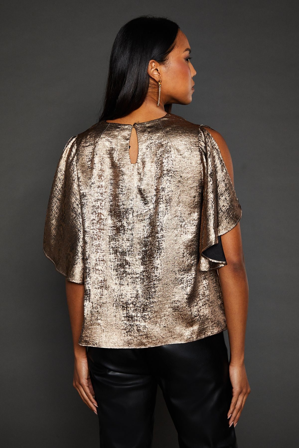 Principles Sleeve Detail Metallic Top Bronze image 3