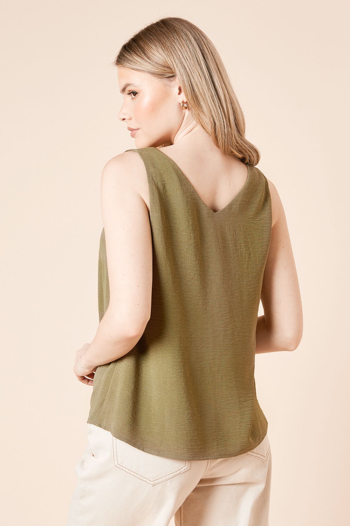 Dorothy Perkins Built Up V Neck Cami Khaki image 4