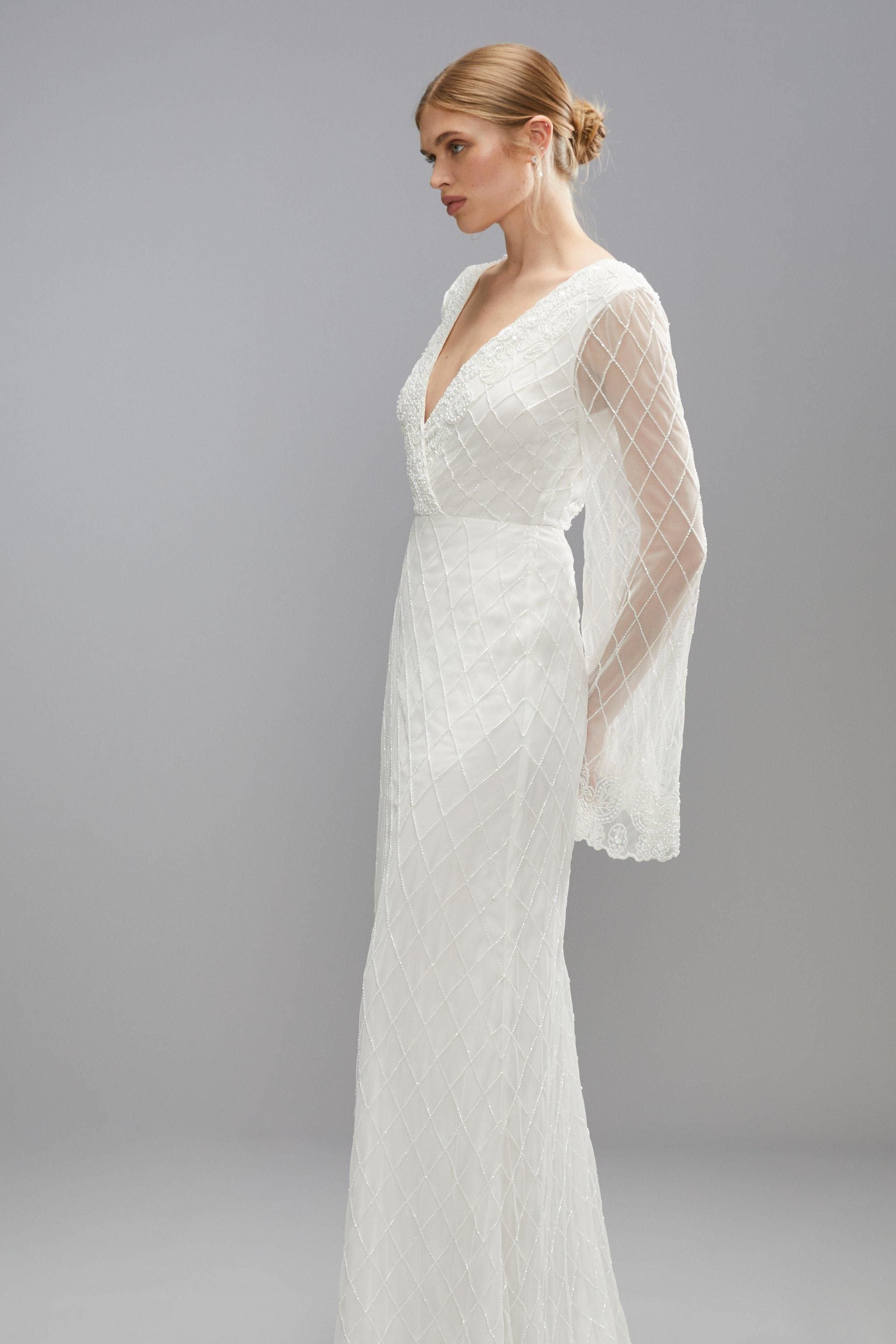 Coast Embellished Tie Back Boho Maxi Wedding Dresss Ivory image 5