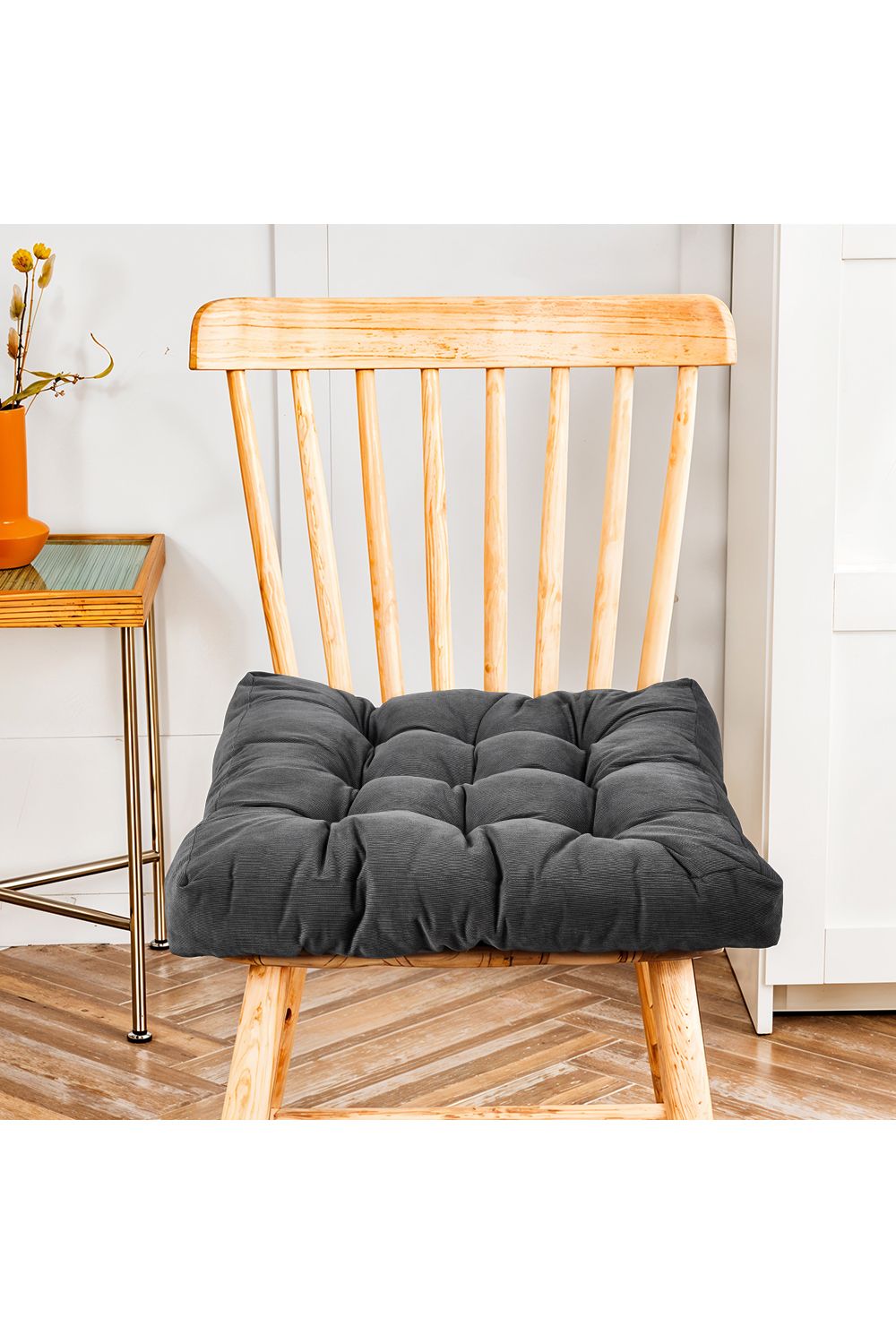 Living and Home Comfort Padded Corduroy Chair Cushion image 3