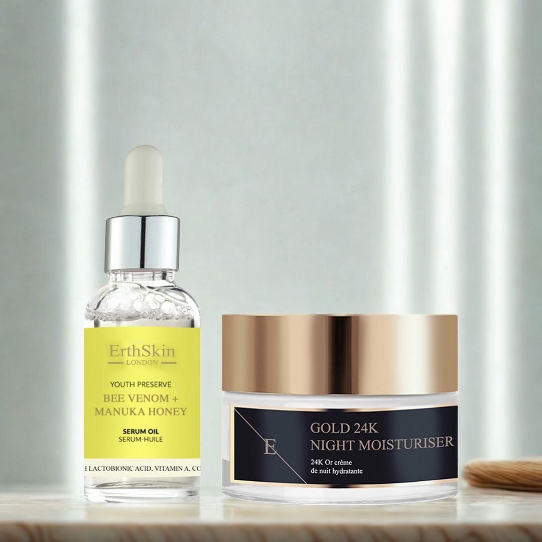 Erth Skin London Bee Venom Serum Oil 30ml + Anti-Aging Night Moisturizer 24K Gold 50ml image 3