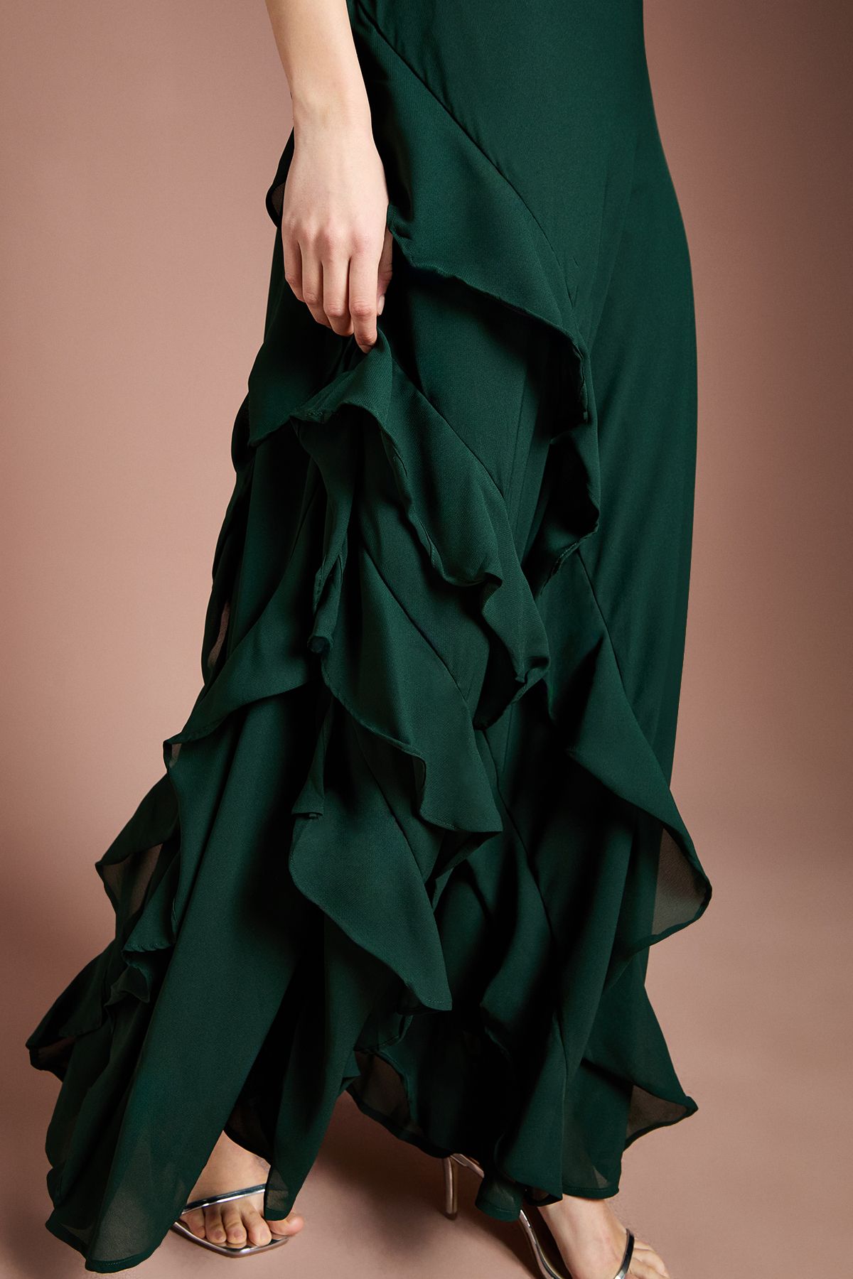 Coast Coast Honoured Ruffle Georgette Maxi Bridesmaid Dress Emerald image 5