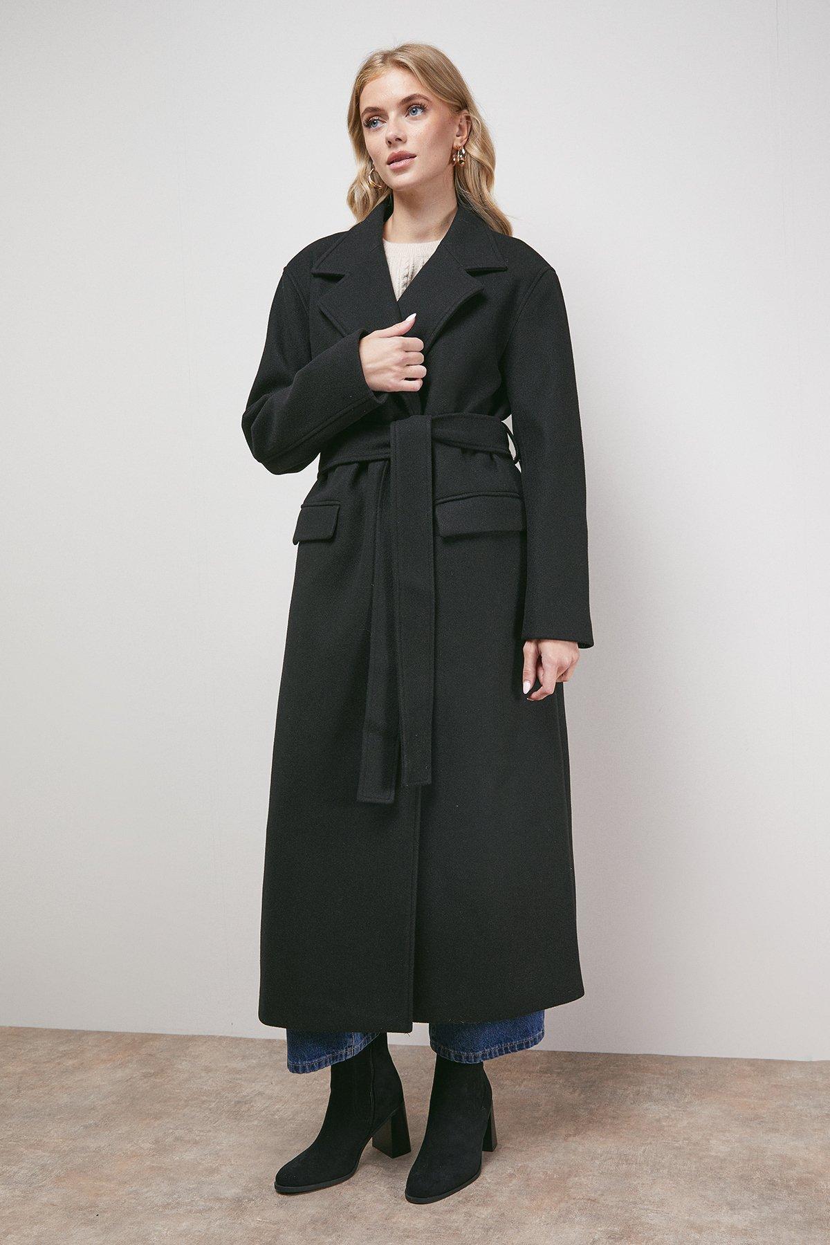 tie waist winter coat womens