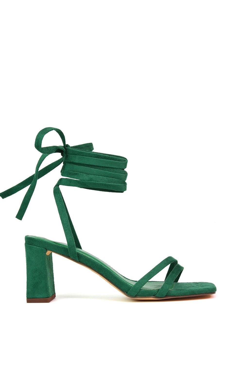 XY London 'Tanyel' Strappy Lace up Faux Suede Mid Block Heel Sandals image 1