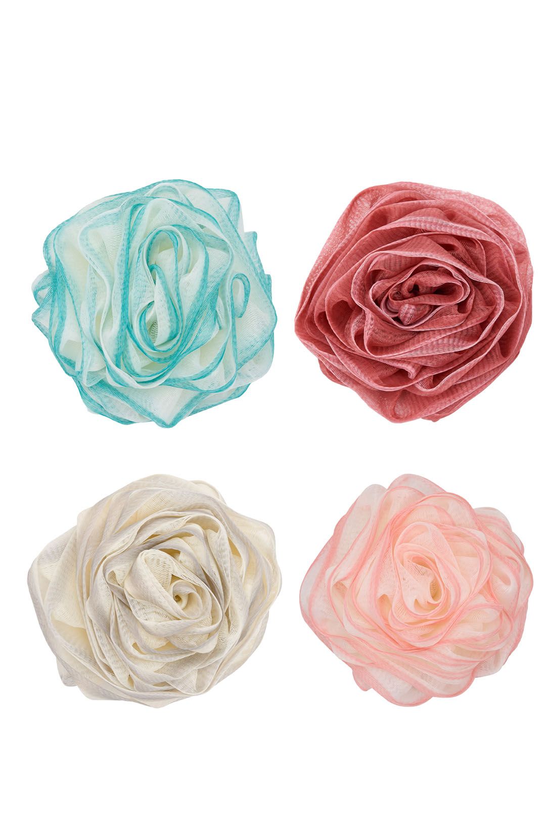 Living and Home 4Pcs Soft Mesh Pouf Bath Sponges image 1