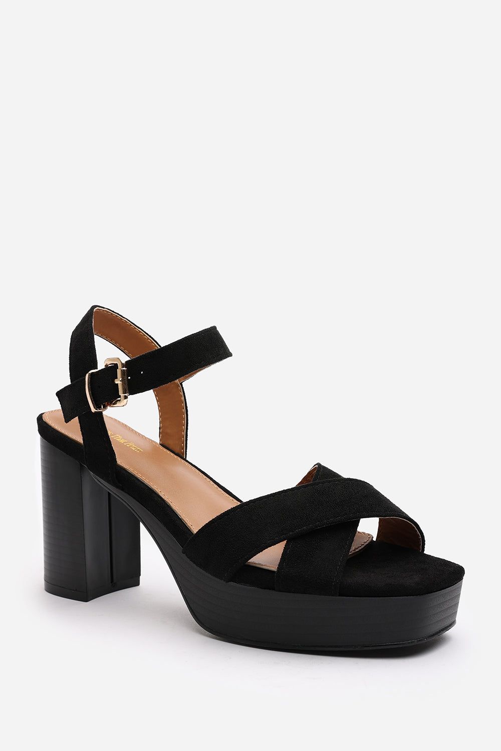 Where's That From 'Yvette' Wide Fit Suede Cross Over Platform Sandals With Buckle Strap image 3