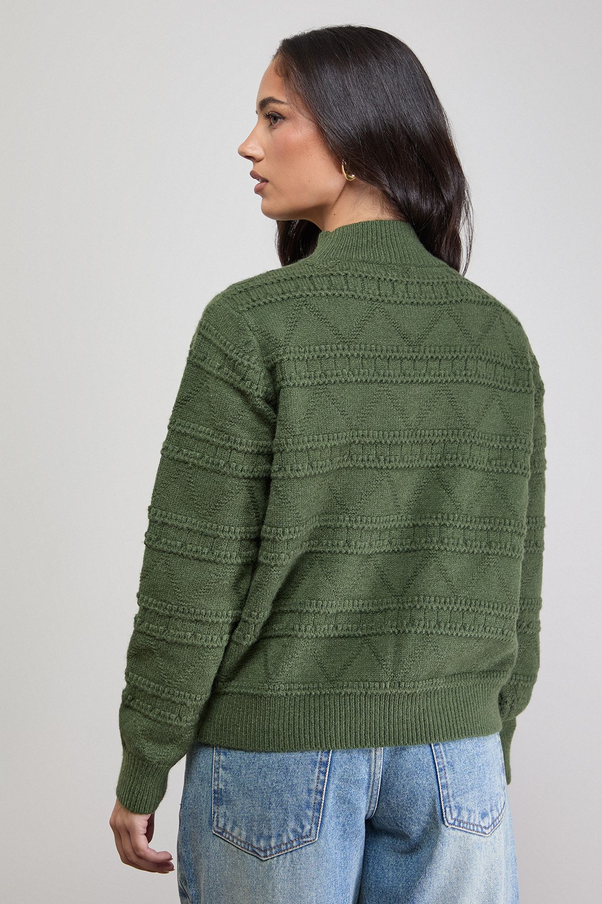 Oasis Bobble Stitch Detail Jumper Khaki image 3