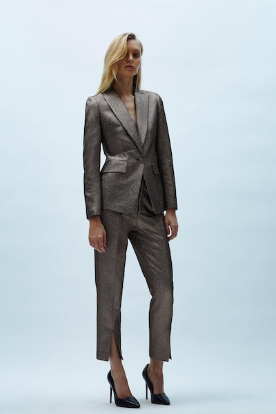 Coast Split Front Metallic Jacquard Trouser Gold