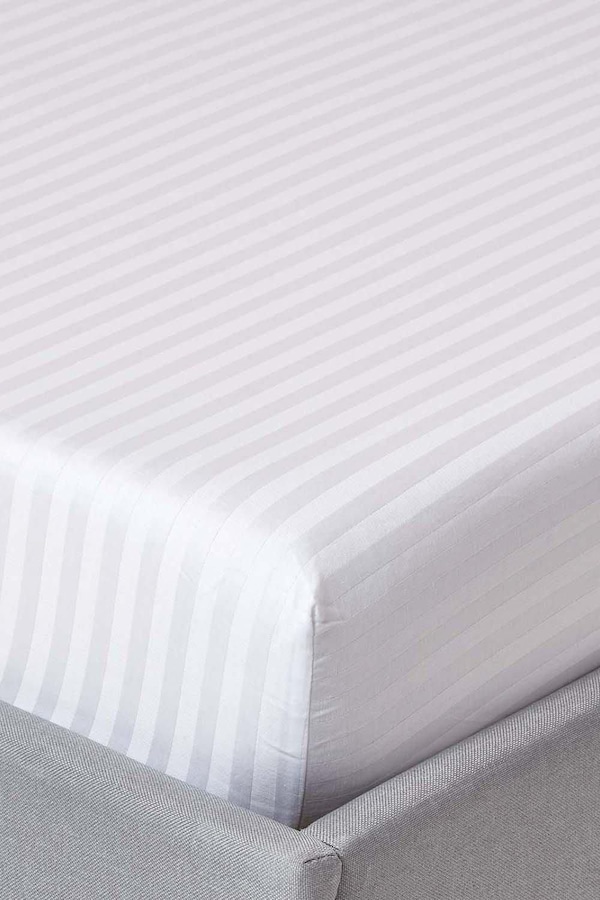 Homescapes Egyptian Cotton Satin Stripe Fitted Sheet 12 inch 330 Thread Count