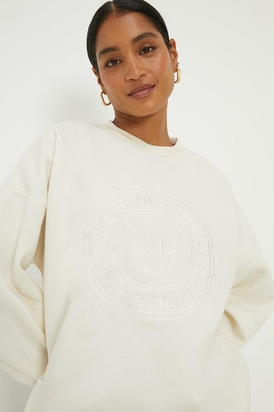 Dorothy Perkins Embroidered Crew Neck Sweatshirt Ivory
