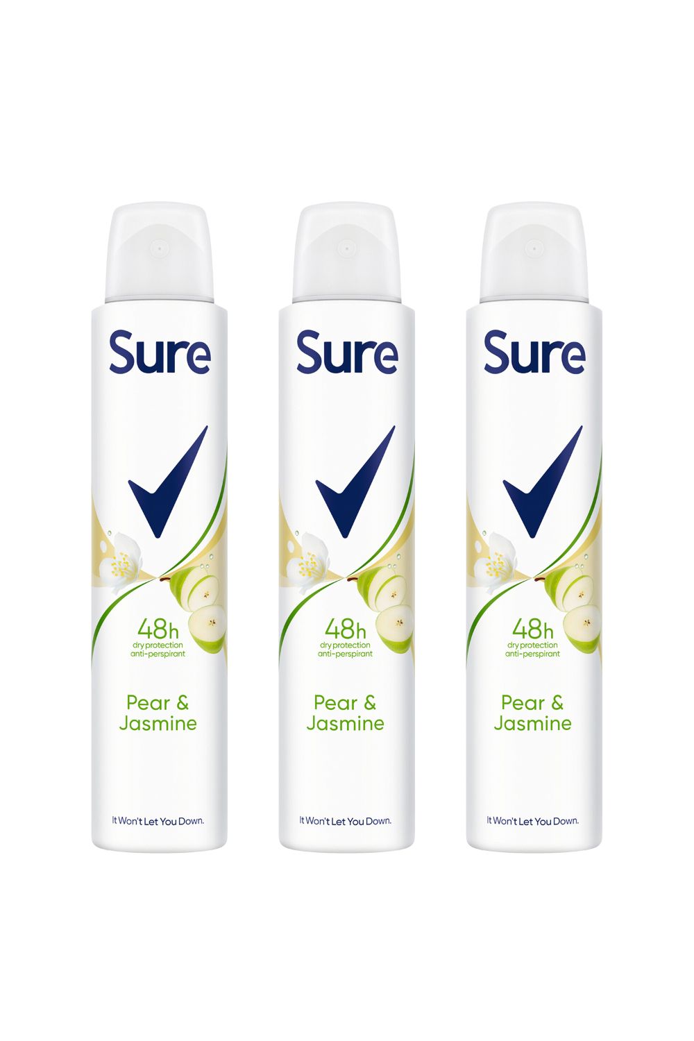 Sure Women 'Deodorant Spray' Pear & Jasmine w/ 48Hrs Protection 200ml, 3pk image 1