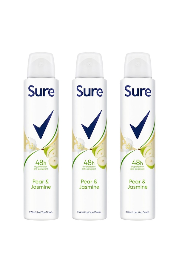 Sure Women 'Deodorant Spray' Pear & Jasmine w/ 48Hrs Protection 200ml, 3pk