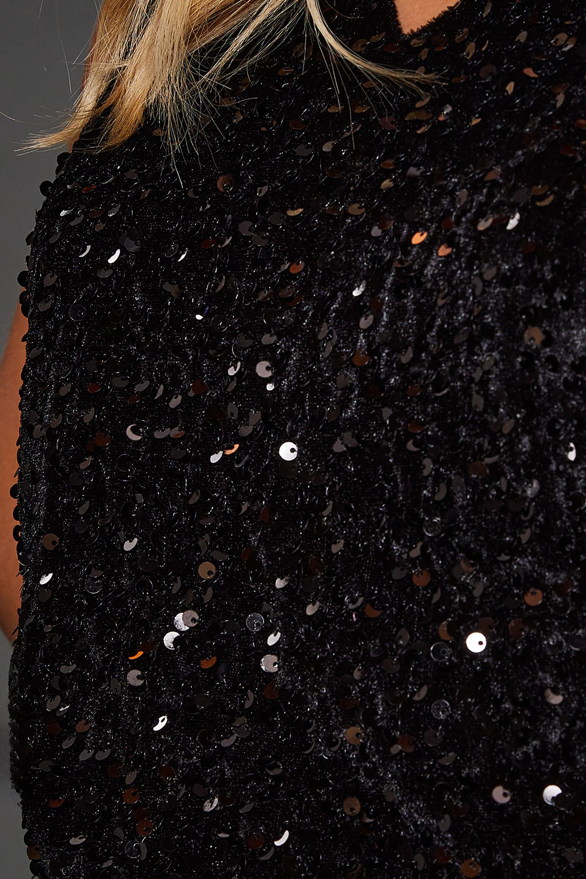 Dorothy Perkins Petite Sequin Built Up Cami Black image 3