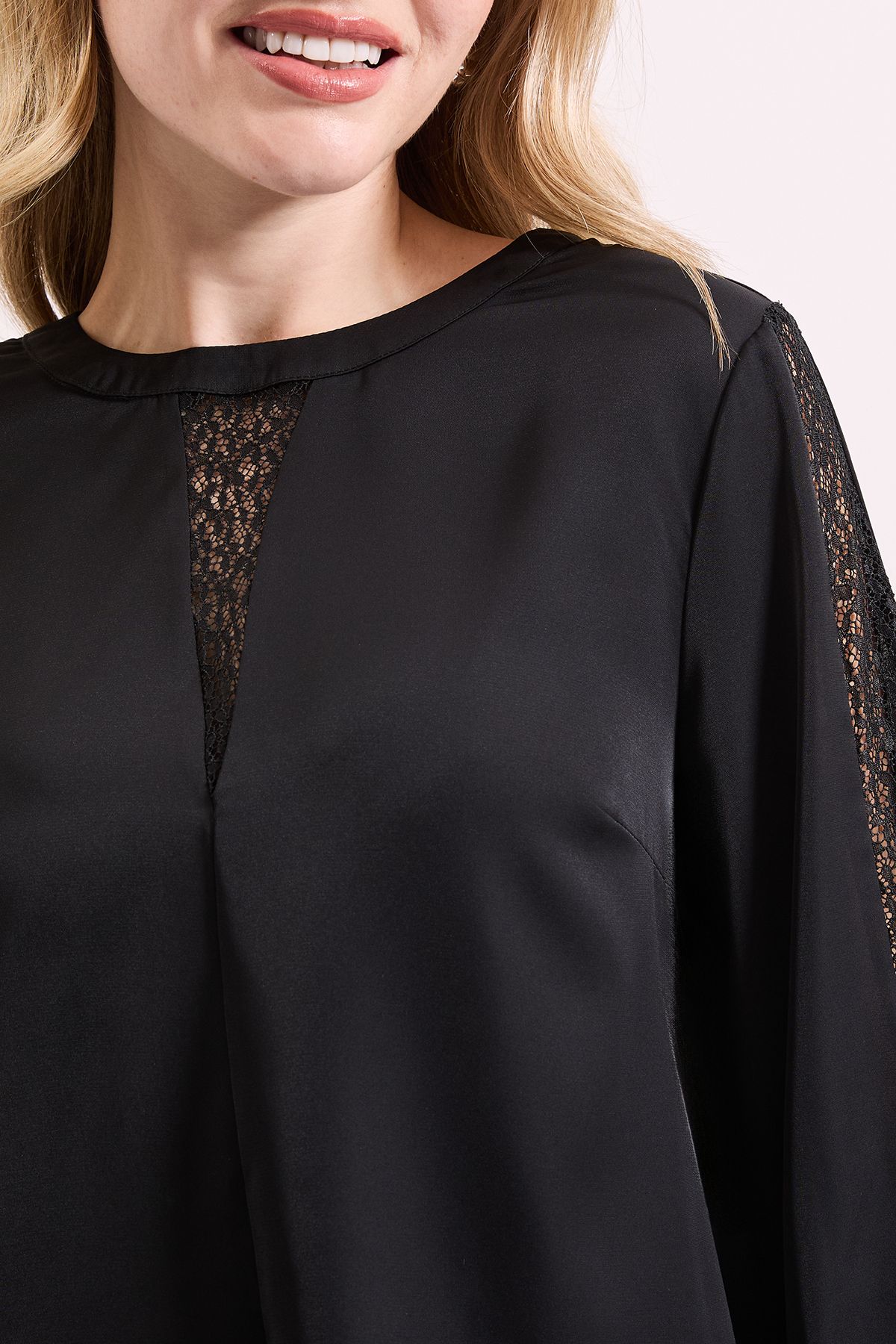 Dorothy Perkins Lace Insert Long Sleeve Blouse Black image 5