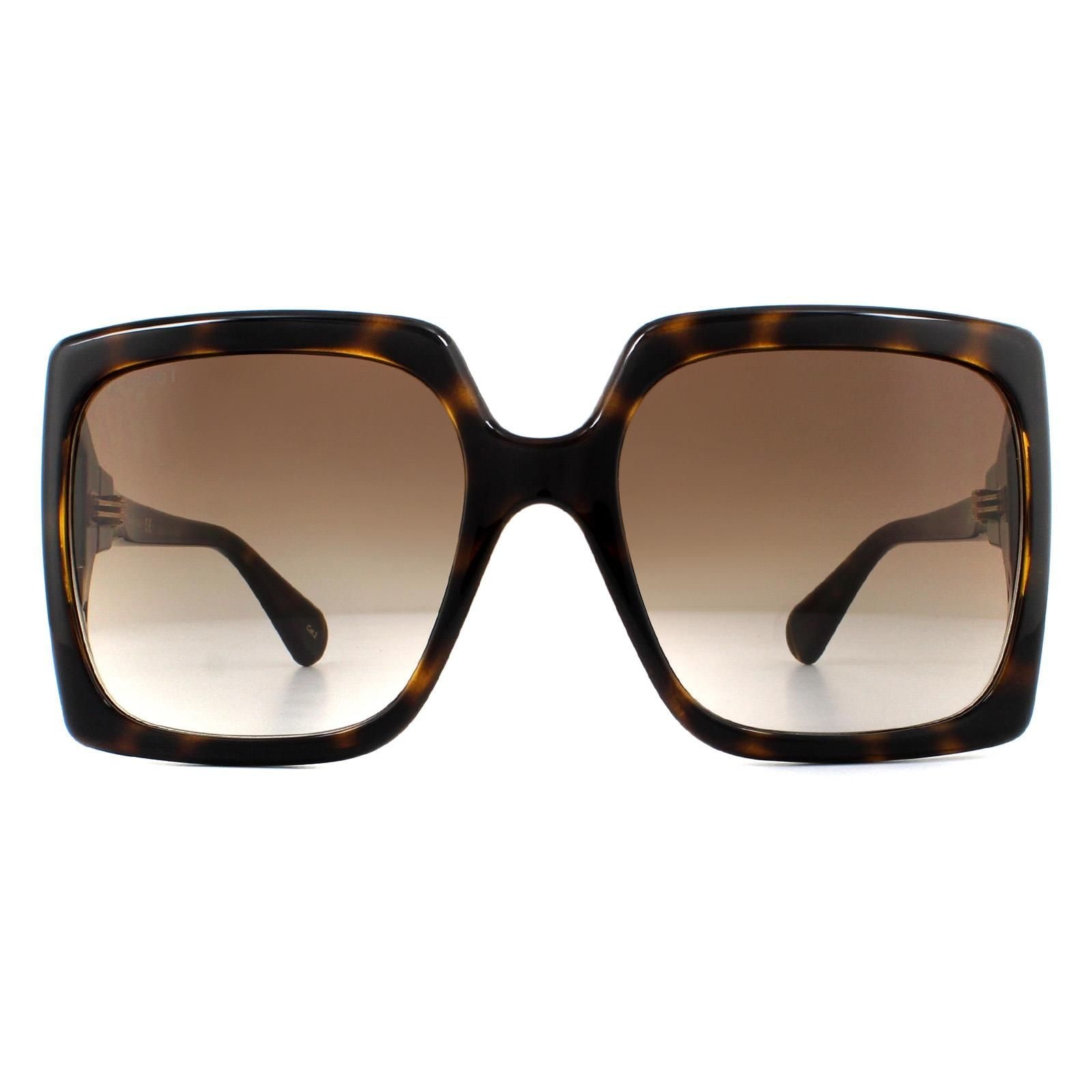 Gucci Square Dark Havana Brown Gradient Sunglasses