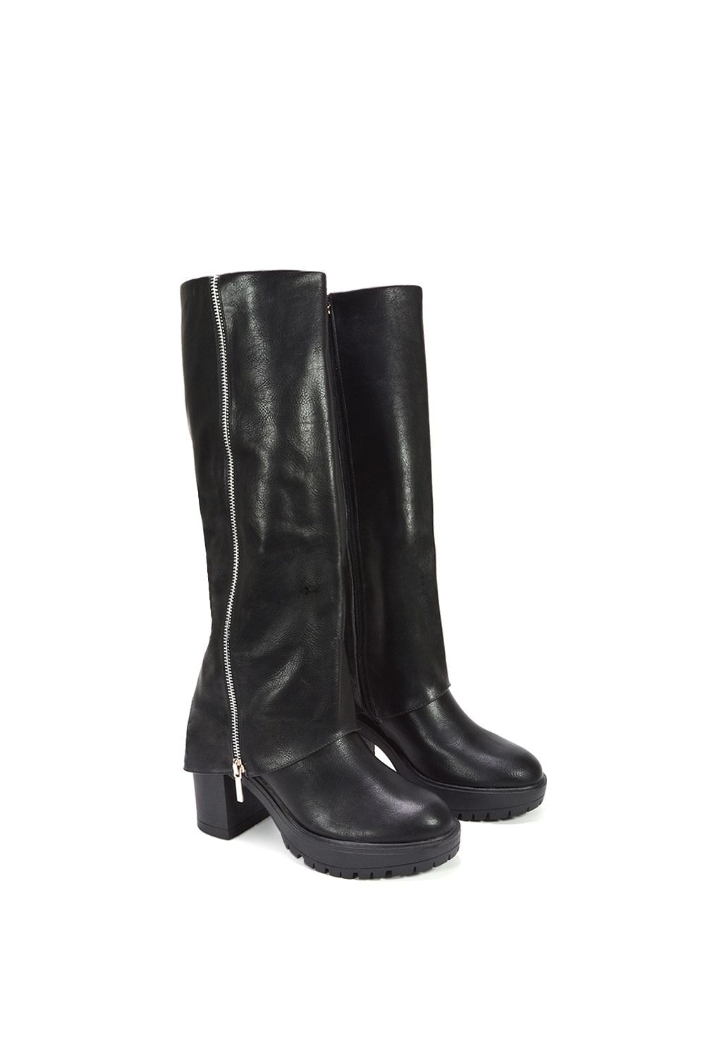 XY London 'Juliana' Chunky Platform Fold Over Knee High Boots image 6