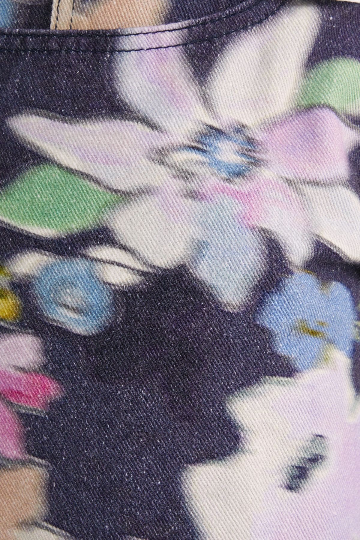 NastyGal Floral Print Denim Wide Leg Jean Black image 5