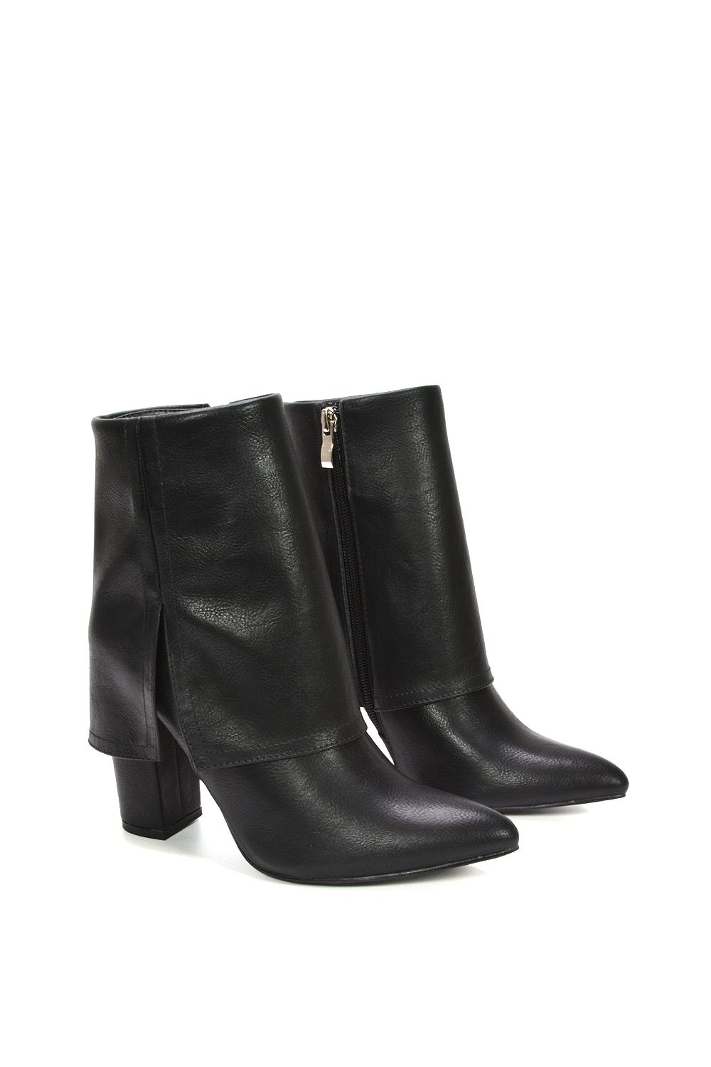 XY London 'Ayla' Layered Fold Over Pointed Toe Heeled Shoe Booties image 5