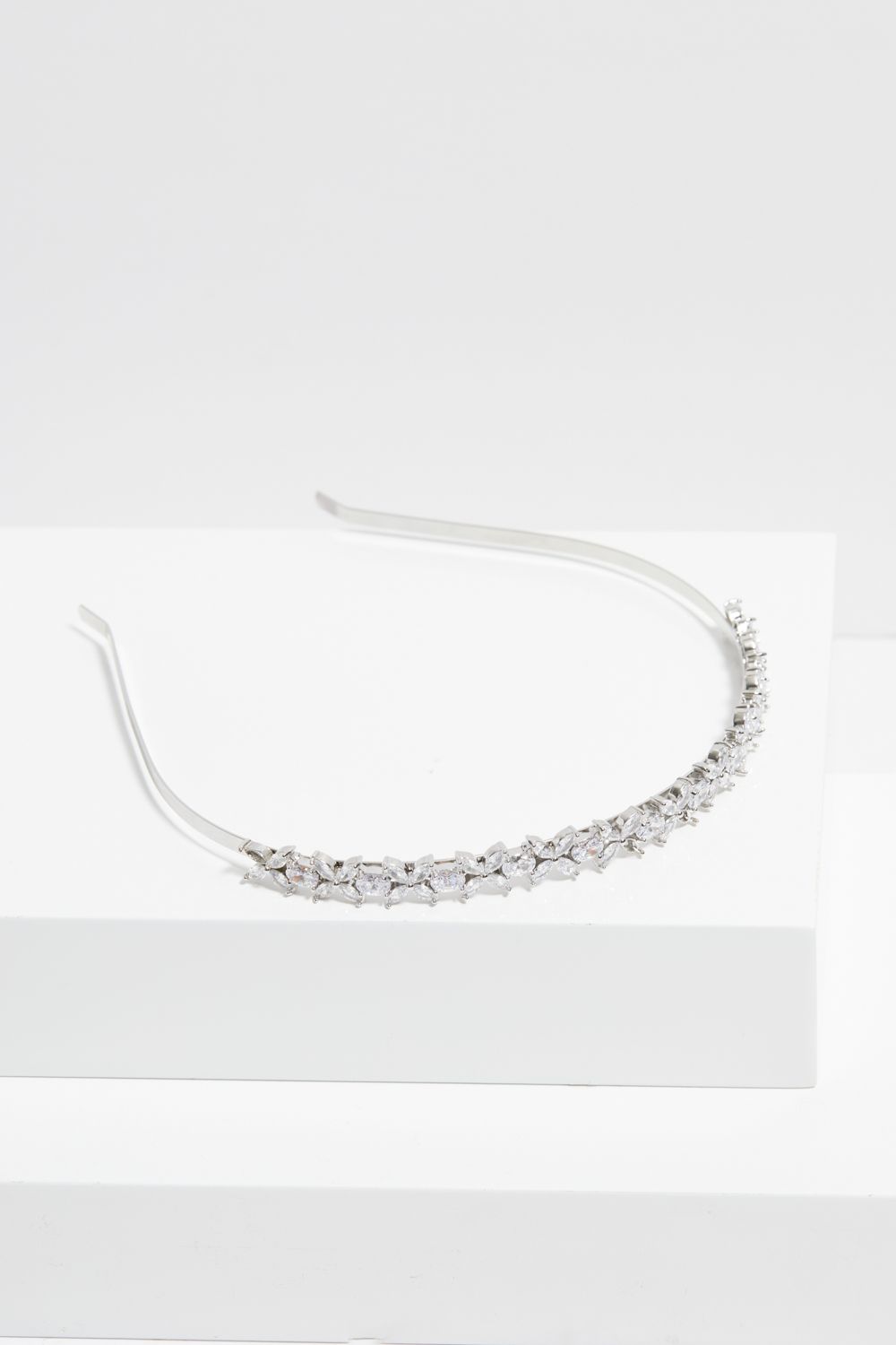 Jon Richard Silver Plated Crystal Floral Single Row Headband image 4