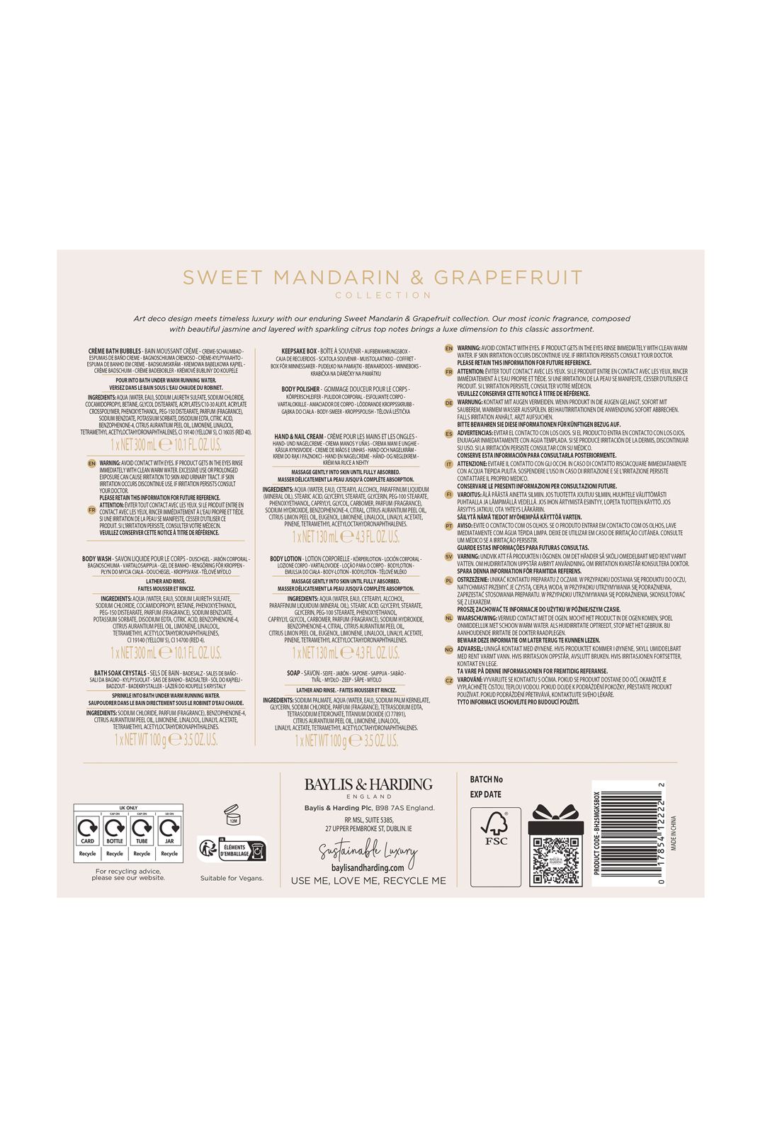 Baylis & Harding Sweet Mandarin & Grapefruit Luxury Pamper Gift Set Multi image 8