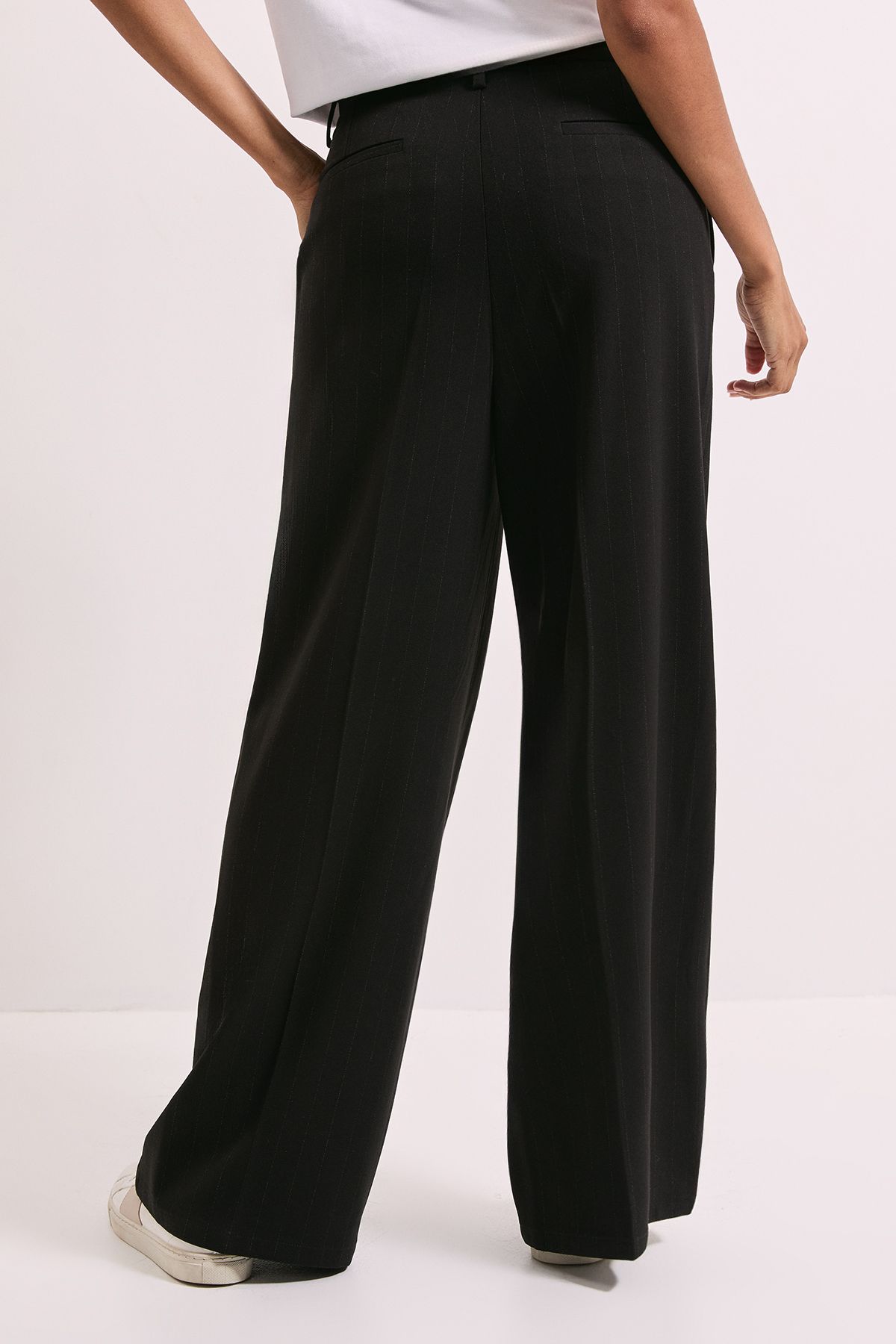 Dorothy Perkins Pinstripe Wide Leg Trouser Black image 3