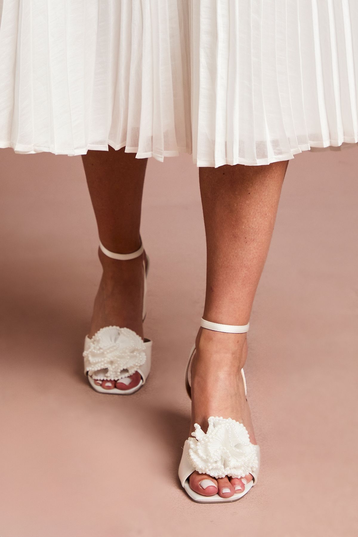 Coast Bridal Paloma Corsage Detail High Block Heeled Sandals White image 3