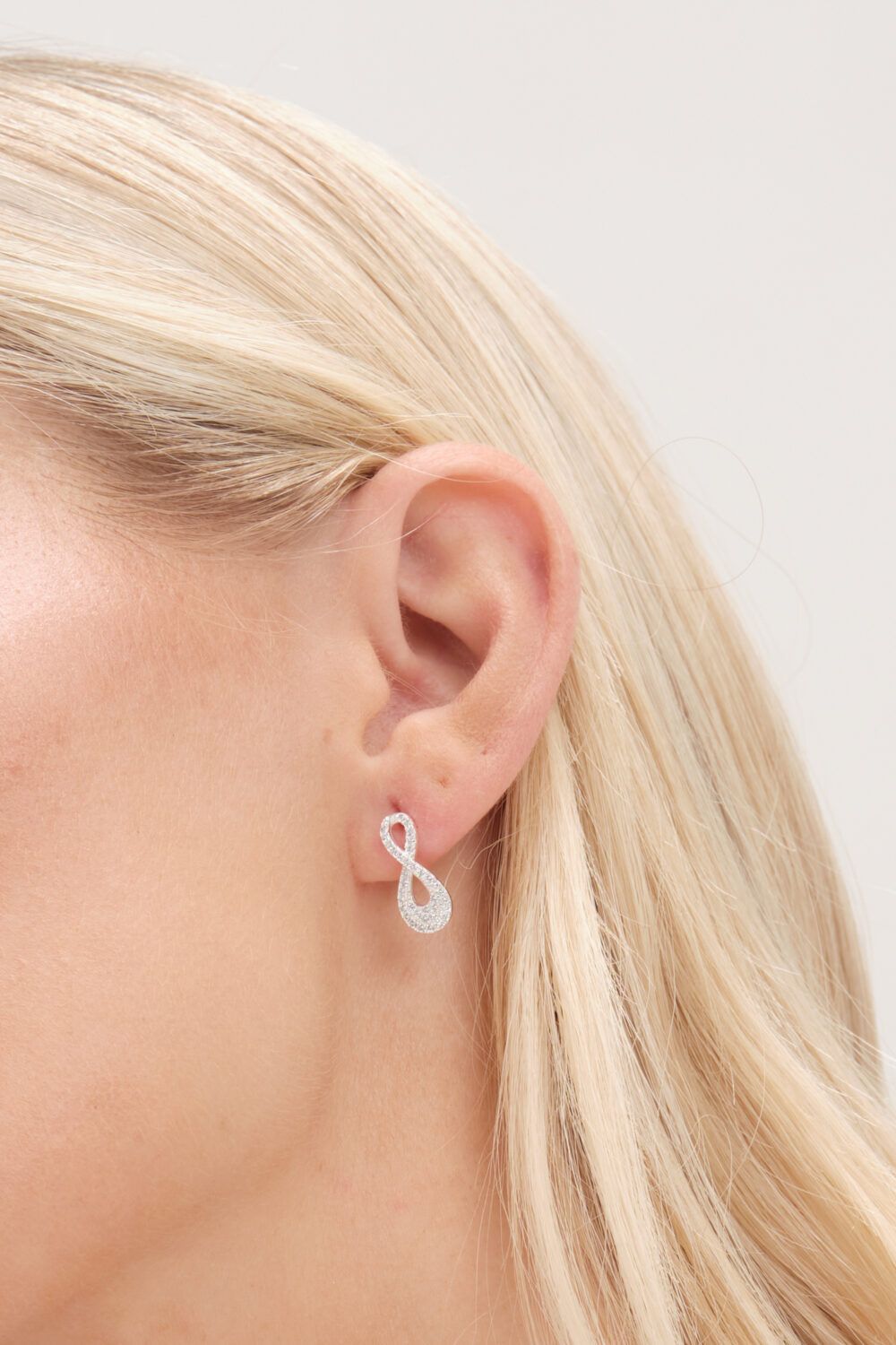 Simply Silver Sterling Silver 925 Cubic Zirconia Infinity Stud Earrings image 2