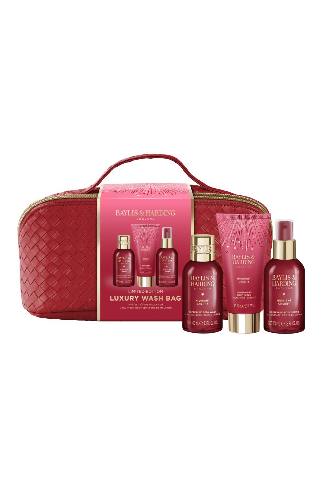 Baylis & Harding Midnight Cherry Luxury Wash Bag Gift Set Multi image 3