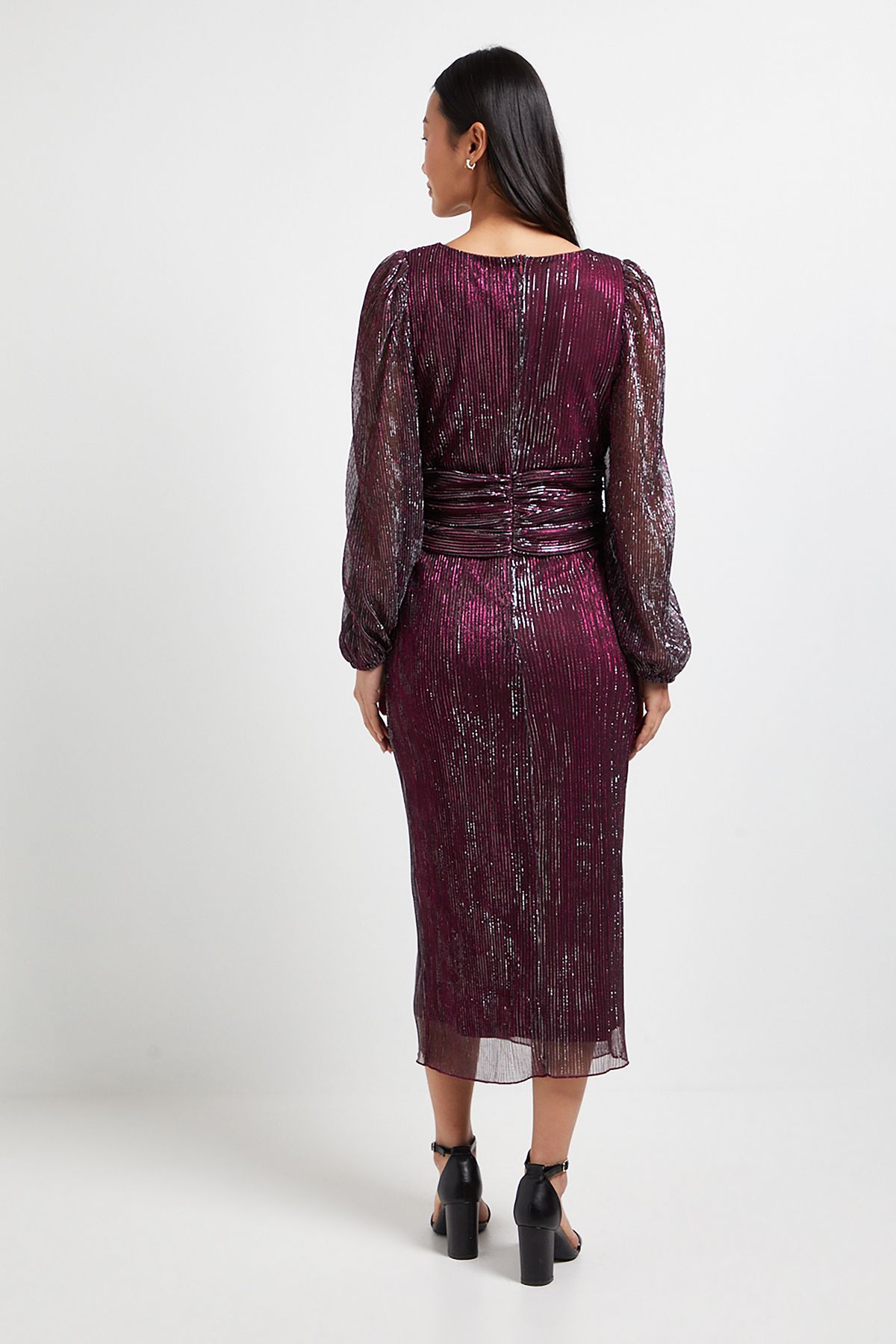 Dorothy Perkins Petite DP Luxe Sparkle Plisse Jersey Keyhole Twist Front Midi Dress Pink image 3