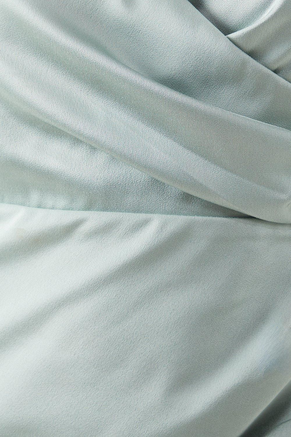 Oasis Petite Ruched Side Strappy Satin Maxi Bridesmaid Dress Sage image 5