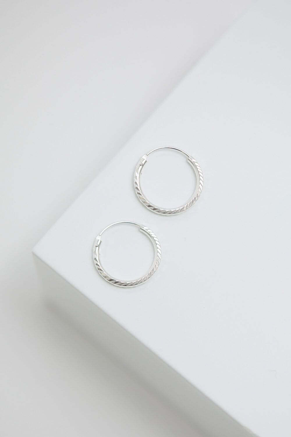 Simply Silver Simply Silver Sterling Silver 925 Textured Mini Sleeper Hoop Earrings image 1