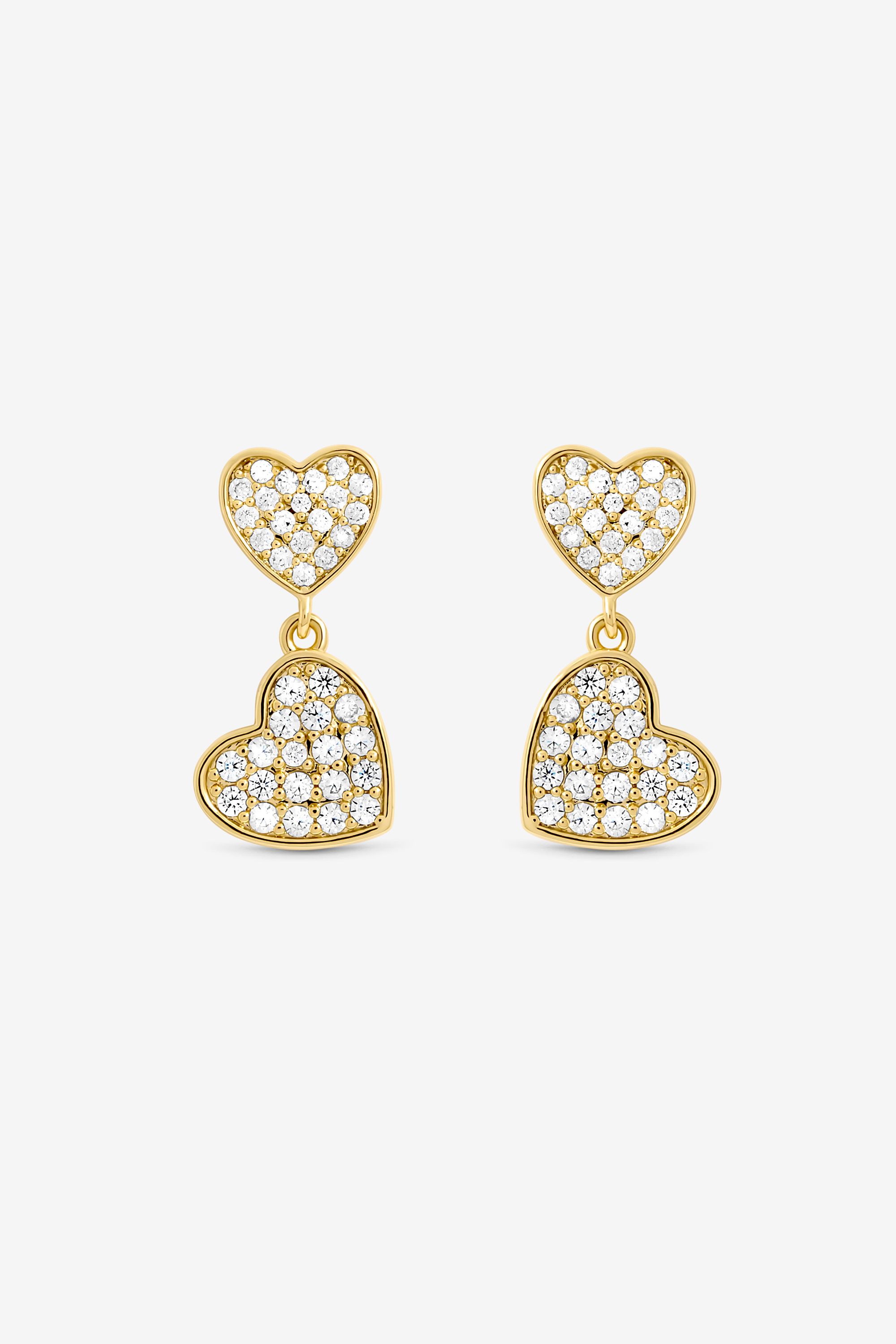 Jon Richard 18K Gold Plated Micro Pave Heart Earrings image 1