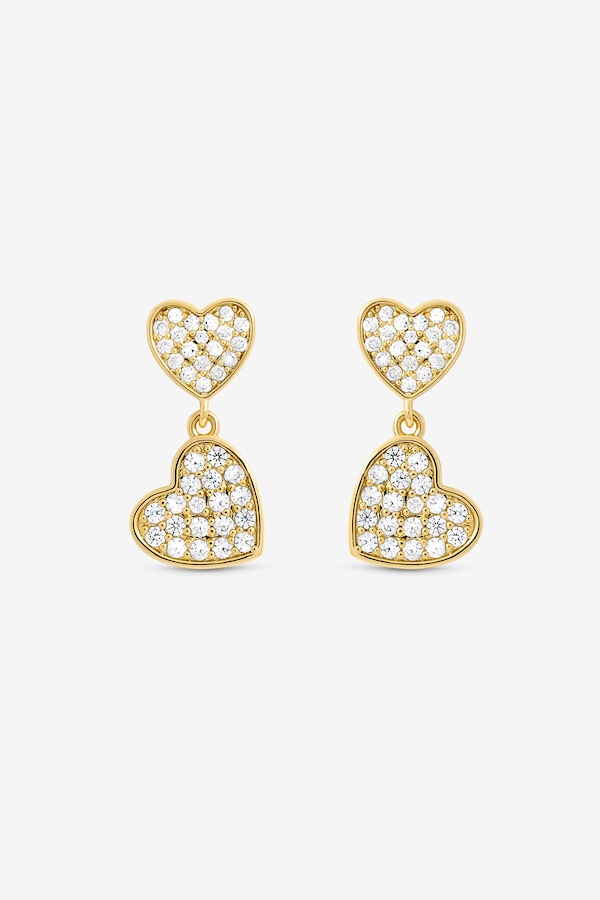Jon Richard 18K Gold Plated Micro Pave Heart Earrings